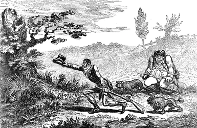 Cockney-sportlieden vinden een haas, 1800