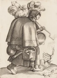 Kostuumplaat: Vrouw van een krijger uit Duitsland, ca. 1558-70
