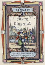 Omslag van het Alfabet van het Oosterse Verhaal. Imaging van Epinal, circa 1890. Populaire serie.