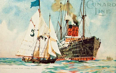 Cunard Line - Het oppikken van de New Yorkse piloot