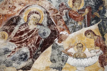 Verweerde fresco in de Santa Maria dell