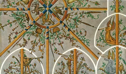 Decoratie in de Stedum Kerk, Groningen, Nederland, 1928
