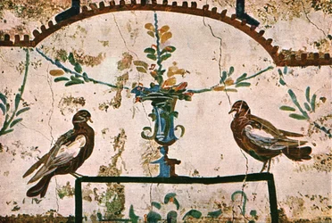 Decoratie in de catacomben van Praetextatus aan de Via Appia, Rome, Italië, 1928