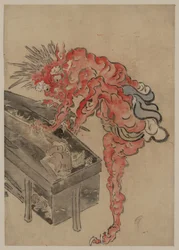 Demon, mogelijk Ibaraki, opent een doos, begin 19e eeuw