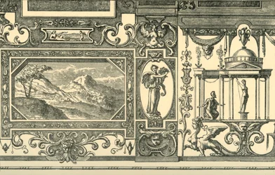 Ontwerp voor een muur- of plafonddecoratie in groteske stijl, 16e eeuw, 1881