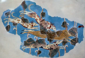 (detail) Myceense fresco met een wilde zwijnenjacht