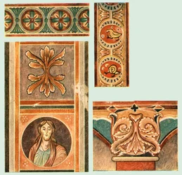 (detail) muurschilderingen in de Kerk van Sint-Joris, Oberzell, Reichenau, Duitsland, 1928