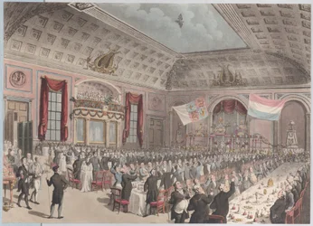 Diner ter viering van de emancipatie van Nederland van Frankrijk, City of London Tavern, B..., 1814