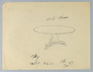 Tekening, Ontwerp voor een Ronde Tafel op een Driehoekige Basis