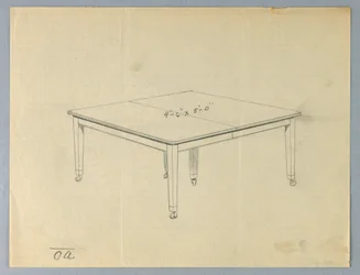 Tekening, Ontwerp voor een Zesbenige Rechthoekige Eettafel