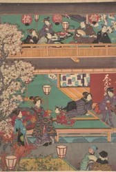 Vroege avond in Yoshiwara herberg, 19e eeuw
