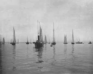 Vroege ochtend in New York Bay, VS
