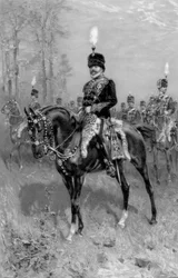 Edward VII als kolonel in chief van de 10e Huzaren