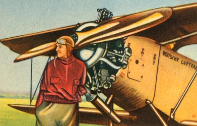 Elly Beinhorn met haar vliegtuig, 1932