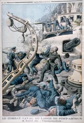 Explosie aan boord van het Russische slagschip Tsesarevich, Slag bij de Gele Zee, 10 augustus 1904