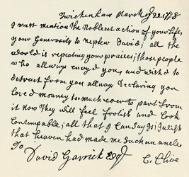 Facsimile van handgeschreven brief door Kitty Clive, 1907