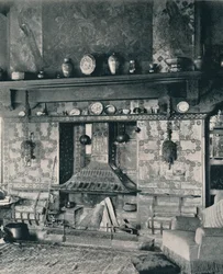 Open haard in de bibliotheek van de heer Louis C. Tiffany, 1897