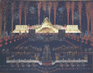 Vuurwerk en illuminatie op 25 april 1742 in Moskou, midden 18e eeuw.