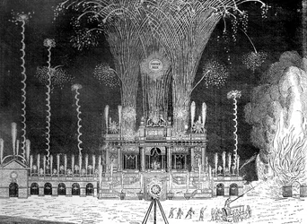 Vuurwerk in Green Park, St James, 27 april 1749