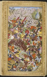 Eerste Slag bij Panipat, 1526. Miniatuur uit Baburnama, ca. 1592