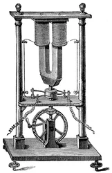Eerste magneto-elektrische motor gebouwd door Hippolyte Pixii, ca. 1832