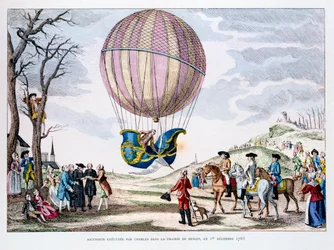 Eerste bemande vlucht in een waterstofballon, Frankrijk, 1 december 1783, 1887