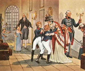 Eerste ontmoeting van koningin Louise en haar kinderen na de Slag bij Jena, 18 oktober 1806