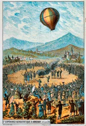 Eerste testvlucht van een heteluchtballon in Annonay, Frankrijk, 4 juni 1783, 1890s