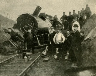 Overstromingen v. Spoorweg Locomotief - Een instorting nabij St. Erth, 1901