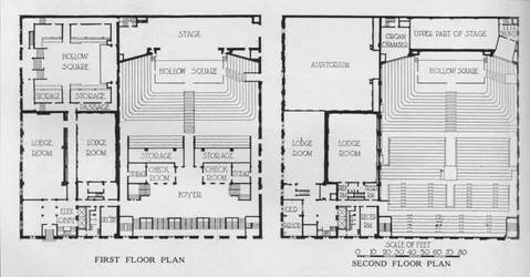 Plattegronden, de Vrijmetselaarstempel, Birmingham, Alabama, 1924