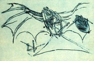 Vliegmachine ontworpen door Leonardo da Vinci, ca. 1485, 1932