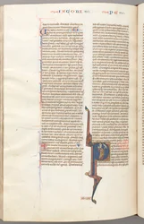 Fol. 477v, Petrus, gehistorieerde initiaal P, Petrus met een sleutel, pratend met de buste van God boven, ca. 1275