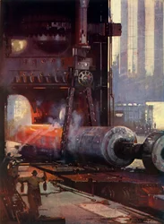 Smeden van een schroefas voor een grote lijnboot, ca. 1930