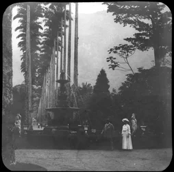 Fontein van de Muzen, Botanische Tuin van Rio de Janeiro, Brazilië, eind 19e of begin 20e eeuw