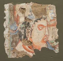Fragment met een Hoofd van Bodhisattva, c. 600-650