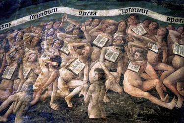 Frankrijk, Tarn, Albi, Kathedraal Sainte-Cecile, fresco van het Laatste Oordeel, - (1474-einde 15e eeuw), de afdaling naar de onderwereld, (detail)