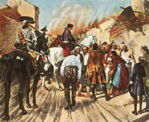 Frederik de Grote in de ruïnes van Küstrin voor de Slag bij Zorndorf, 25 augustus 1758, 1936