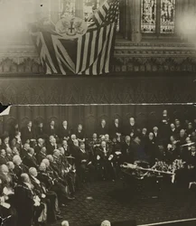 Vrijheid van de stad Londen verleend aan Theodore Roosevelt in de Guildhall, Londen