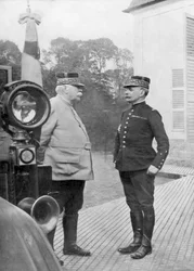 Franse Eerste Wereldoorlog generaals Joseph Joffre en Ferdinand Foch, Vlaanderen, 1914
