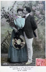 Franse romantische ansichtkaart, c1900