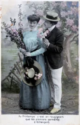 Franse romantische ansichtkaart, c1900