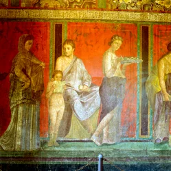 Fresco uit de Villa van de Mysteriën, Pompeï, Italië, ca. 1e eeuw v.Chr. - 1e eeuw n.Chr.