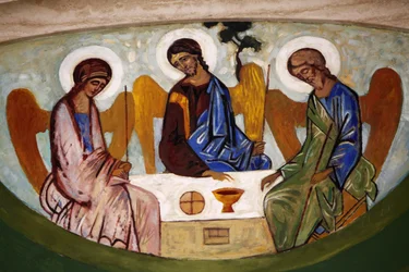 Fresco in de kathedraal van Madrid, Madrid, Spanje