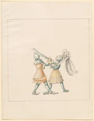 Freydal, Het boek van steekspelen en toernooien van keizer Maximiliaan I: Gevechten...Plaat 154, ca. 1515