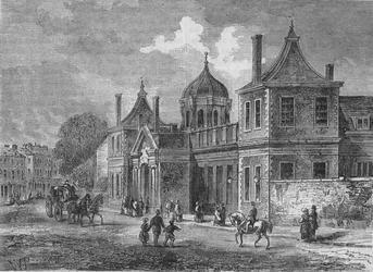 Voorkant van Montagu House, Great Russell Street, Bloomsbury, Londen, 1830-1878