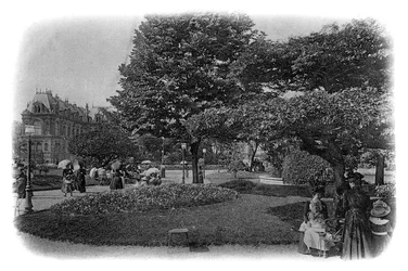 Tuinen van het stadhuis, Le Havre, Normandië, Frankrijk, begin 20e eeuw