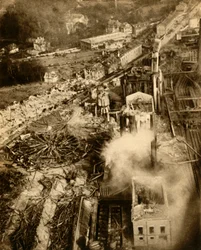 Gasexplosie in Neunkirchen, Saarland, Duitsland, februari 1933