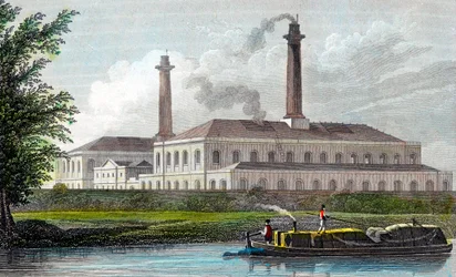 Gasfabrieken aan Regents Canal, Londen, 1828