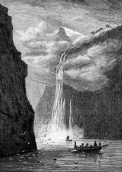 Geirangerfjord, met de Zeven Zusters Waterval, Noorwegen, 1882
