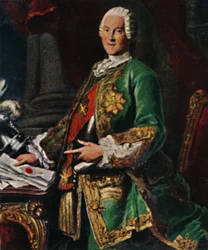 Graaf von Brühl 1700-1763 - Gravure naar het schilderij van Silvestre, 1934